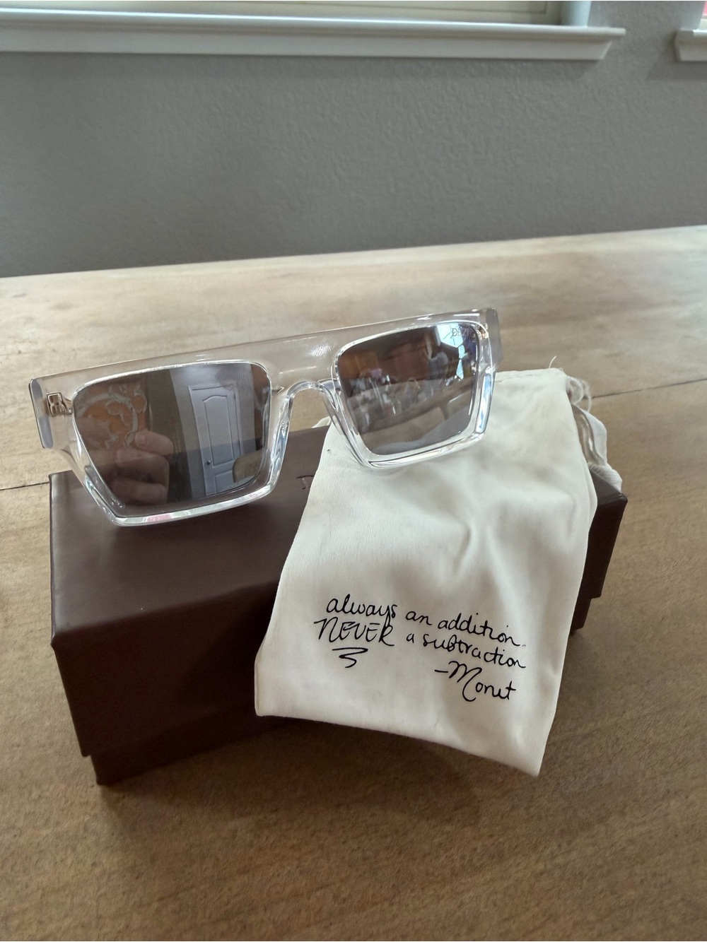DEZI “SLICK” Sunglasses - Monet collab clear frame and gold inner detail